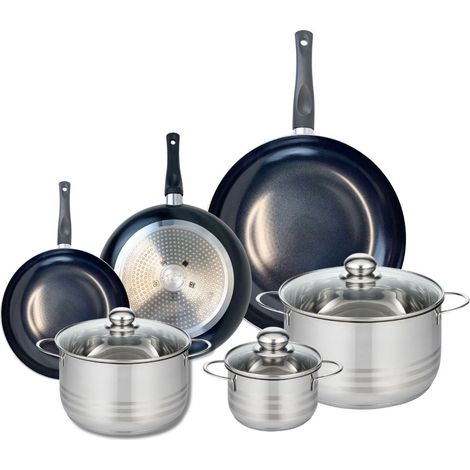 Ensemble de 3 Poêles de cuisson 20, 24 et 32 cm et 3 faitouts 14, 20 et 24 cm Elo Prima Brillant (1/5)