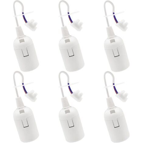 BUNTHAUS 6 PCS Douille de Lampe E27 Support d'ampoule E27 rénovation Douille Blanc Douille de Bâtiment avec Câble Douille de Chantier 4A 250V Base de Lumière Douille de Suspension (max.60W)