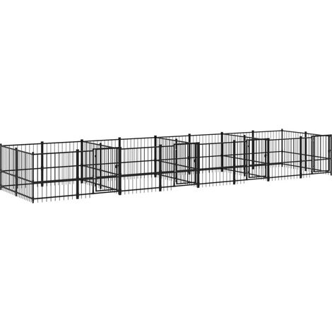 Maison Exclusive - Chenil d'extérieur pour chiens Acier 15,02 m²
