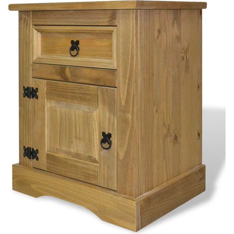 Mesita de noche cómoda armario muebles de dormitorio mesita de noche pino mexicano gama Corona 53 x 39 x 67 cm 1402113