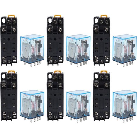 Relais de puissance DPDT à bobine 6 x 220/240 V CA MY2NJ, embase à 8 broches avec support en W (1/5)