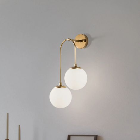 [GEBRAUCHT] B-Ware Jewel Wandlampe Wandleuchte Opalglas Gold Weiß Glas Metall Wohnraum Beleuchtung (1/2)