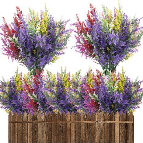 12 pcs, UV Resistant Artificial Flower Lavender Fake Plants for Indoor and Outdoor DIY Home Decor (1/5)