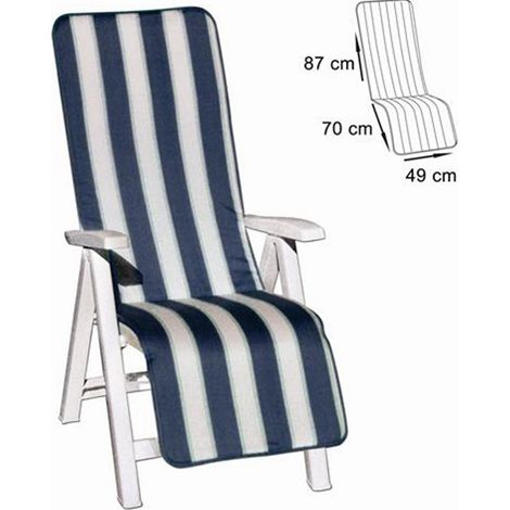 Cuscino Coprisedia Sedia Sdraio Giardino Schenale Righe Blu 157x49cm