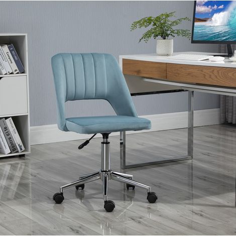 Bürostuhl aus Polyester Blau 49x60x79-91 cm, ergonomisch, 360° drehbar, höhenverstellbar mit Gasfeder (1/5)