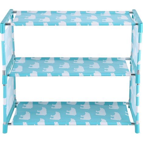 Zerodis 3 Étages à Chaussures, Étagère de Stockage de Chaussures de Tissu de Support Debout Libre (Blue Polar Bear). (1/5)
