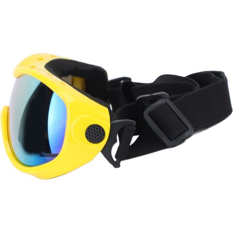 Lunettes de protection UV pour animaux de compagnie, en PVC et PC, réglables et résistantes aux chocs, pour chiens et chats, jaunes. (1/5)
