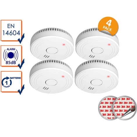4er Set optische Rauchmelder DIN 14604 mit Magnethalter