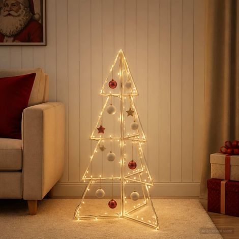 vidaXL Albero di Natale in metallo KUOPIO 100 cm Acciaio Bianco (1/5)