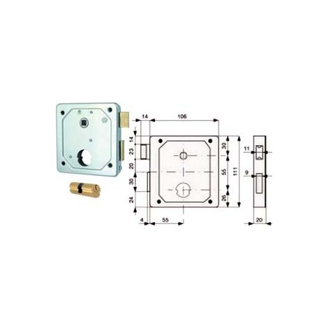 SERRAT. APPLIC. CANCELLI 2 MAND. E SCR. SEP. + QUADRO CIL. TONDO 437- - mm.55 -cil. tondo ø mm.26x78 (27x51) (437.55.8) - 2 pezzi MG