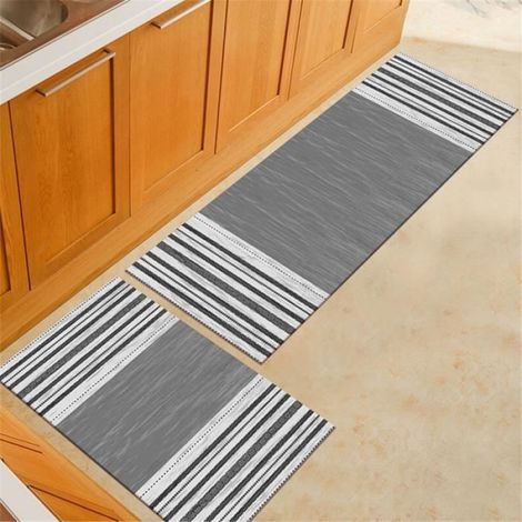 Tapis - Antidérapant Absorbant - Polyester - Pour Cuisine Salon Salle De Bain - 40x60 cm Et 40x120 cm - Ensemble De 2 Pieces (1/4)