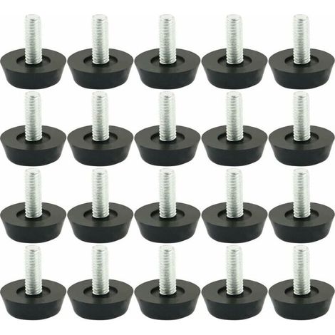 Lot de 20 pieds de nivellement réglables pour meubles, patins de protection pour pieds de table et de chaise, vis de fixation 18 mm x M6 x 20 mm (1/5)