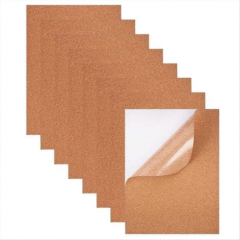 Lot de 8 panneaux de liège autocollants de 1 mm d'épaisseur (30 x 21 cm) pour décoration murale et de sols. (1/5)