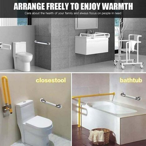 Barre d'appui de Douche, Barre d'Appui Antidérapant Poignée, Barre d'Appui en Acier Inox Murale, Poignée Baignoire de Sécurité de Douche our WC, Salle de Bain, Cuisine, Stairway ( 30 cm Blanc)