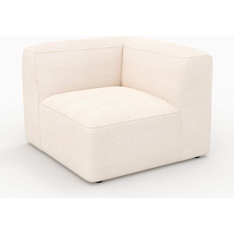 Angle droit pour canapé modulable en velours blanc cassé - Mina (1/5)