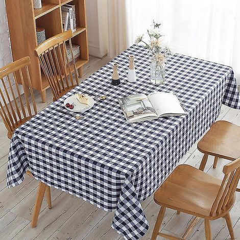 Rechteckige Tischdecke mit Vichy-Karo – Fleckenabweisend, wasserdicht und waschbar, ideal für Picknicks und Gartenpartys (6 Größen, 5 Farben) – 90 cm x 90 cm – Blau