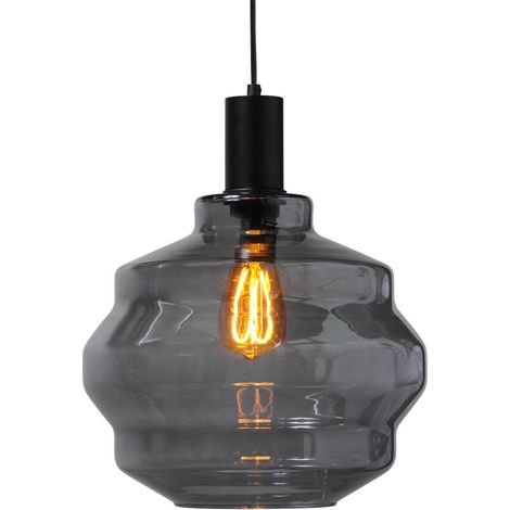 Lampe suspendue noire Porto avec verre fumé Boule - Ø 30cm - 2710-05-05-4