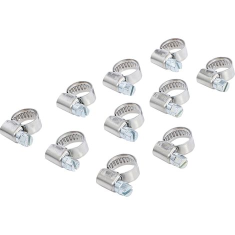 Edelstahl-Schlauchschellen 8-12 mm - 10er-Pack - Edelstahl - Rohrbefestigung - Für Präsentationsständer (1/3)