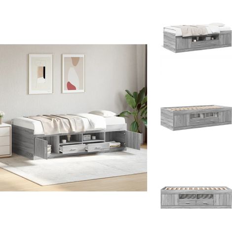Tagesbett mit Schubladen ohne Matratze Grau Sonoma 100x200 cm - Tagesbett - Holzrahmen - Schlafcouch - Gästebett - Bettkasten (1/5)