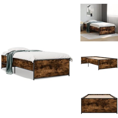 Cadre de lit sans matelas chêne fumé 100x200 cm - Cadre De Lit - Lit Double - Lit En Bois - Lit Design - Literie (1/5)