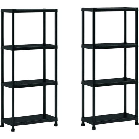 Keter Plus Regal 60/4, 2er-Set, 4 Böden, 60×30×135 cm, schwarz, Kunststoff