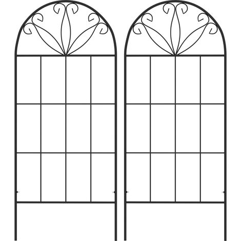 Treillis de jardin lot de 2 support pour plantes grimpantes en métal - 51 x 120 cm noir (1/5)