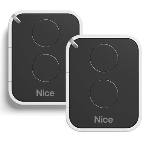 Pack de 2 Télécommande Nice Era ON2E ON2 – Code de roulement - Transmetteur de porte et de garage – 2 canaux, Fréquence 433,92 MHz, Noir/Blanc – Compatible avec Nice Motorisation (1/3)