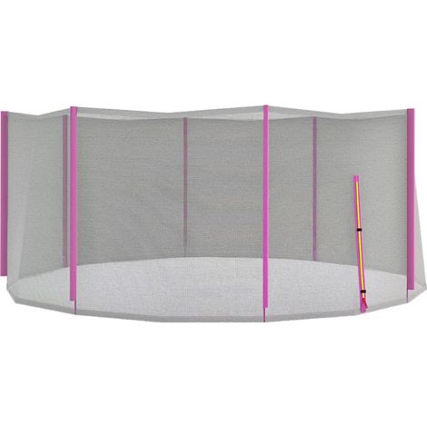 Filet de protection pour trampoline 8 poteaux avec entrée à fermeture éclair PE diamètre 366 cm noir et rose (1/5)