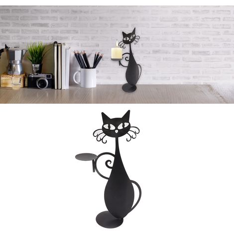 [Chandelier de Décoration Domestique] [Chandelier Chat] Support de Bougie Chat Rond en Fer Robust pour Décor de Maison, Mariage, Fête (1/5)