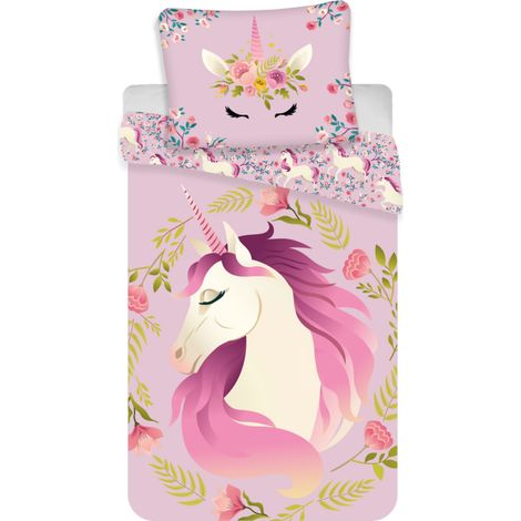 ENSEMBLE DE LITERIE ENFANT LICORNE 140 X 200 cm LINGE DE LIT EN COTON