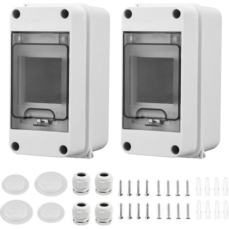 Pieces Small Waterproof Electrical Box, IP65 3 Module Outdoor Waterproof Electrical Box, With 2 Connectors, for Outdoor Use, in Gardens, Industrial Sites (1/5)