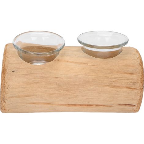 Porte-bougie en bois rustique 2 trous, décoration élégante pour table de Noël et intérieur (1/5)