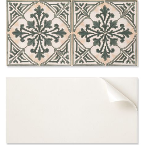 Panel autoadhesivo con estampado - Perfecto para la cocina 100x50 cm Dise帽o de plantas en un cuadrado