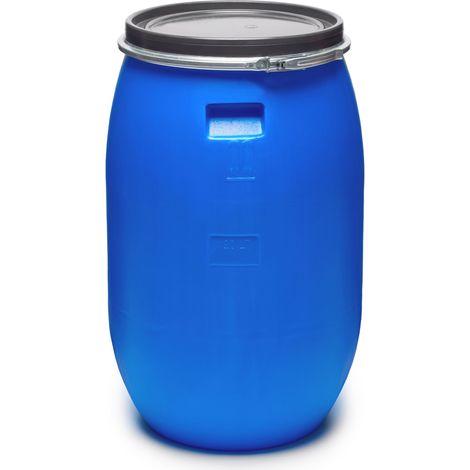 Garronda réservoir d'eau de 120 litres, Baril Alimentaire, fût à Large Ouverture en HDPE et sans BPA, tonneau de Jardin, bac à Aliments pour Animaux, conteneur d'eau, tonneau Universel GD-0078, Bleu