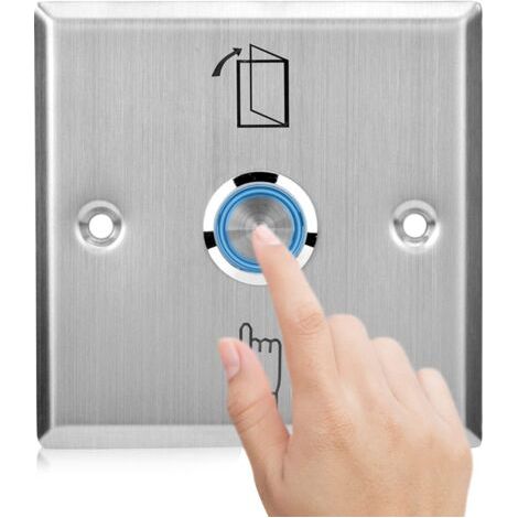 Bouton poussoir de porte en acier inoxydable, Bouton de déverrouillage du système de contrôle d'accès Interrupteur d'ouverture de porte avec voyant lumineux (1/5)