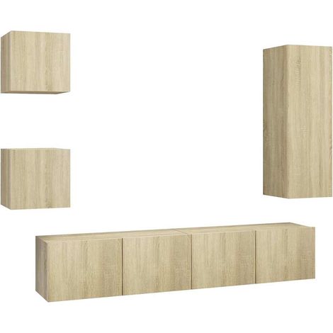 Maison Exclusive - Set di Mobili TV 5 pz Rovere Sonoma in Legno Multistrato (1/5)