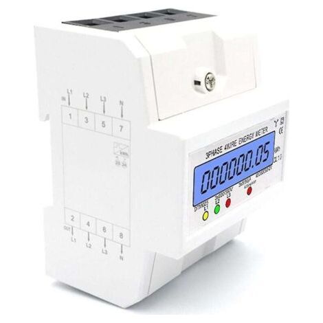 Dreiphasen-4-Leiter-Energiezähler 220/380 V 5-80 A Energieverbrauch kWh Zähler DIN-Schienenmontage Digitaler elektrischer Energiezähler mit hintergrundbeleuchtetem LCD-Display ( (1/5)
