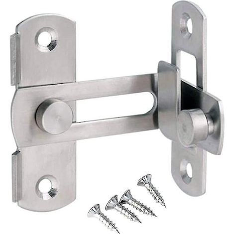 Serrure pour porte coulissante à charnière, verrou de porte à 90 degrés en acier inoxydable, finition brossée (1/5)