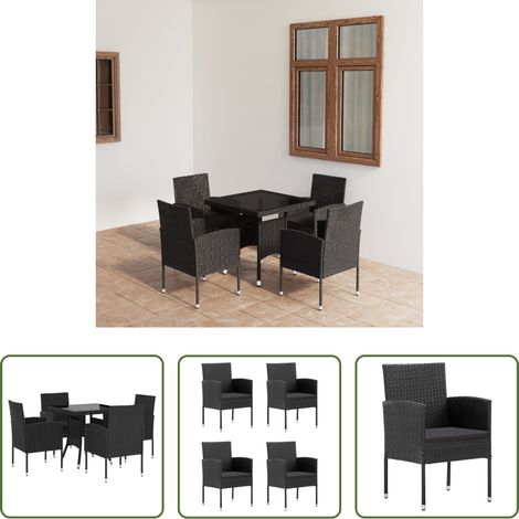 vidaXL Salle à manger extérieur - Ensemble à manger de jardin 5 pcs Résine tressée Noir (1/5)