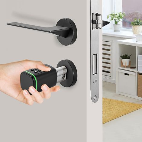 Serrure Connectée Intelligente à Code Carte APP Clé, Serrure Électronique pour Porte d'Entrée Smart Lock Anti-Espionnage Extensible 1,4-1,8 Pouces pour Maison Appartement Hôtel (1/5)