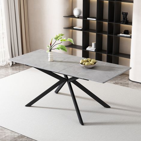 MEUBLIV Table extensible 180x70 cm noir et gris – design croix (1/5)