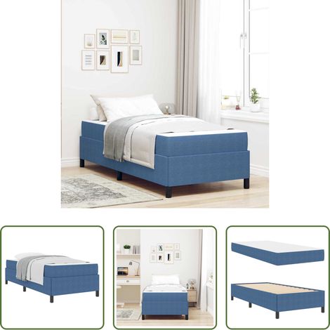 Modernes Bett -  Bettrahmen mit Matratze Blau 90 x 200 cm Stoff (1/5)