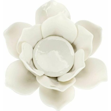 Bougeoir Lotus - Céramique Émaillée - 11,5 x 6 cm - Pour Bougie Votive ou LED - Décoration Intérieure et Méditation - 1 Pièce