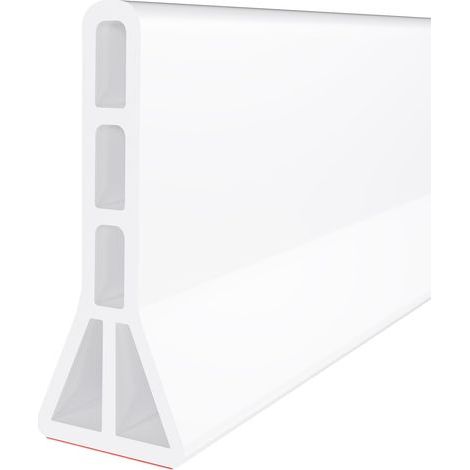 Pare-éclaboussures de seuil de douche de 3 pouces de haut, pare-éclaboussures de douche pliable de 200 cm, convient aux douches sans seuil (blanc). (1/5)