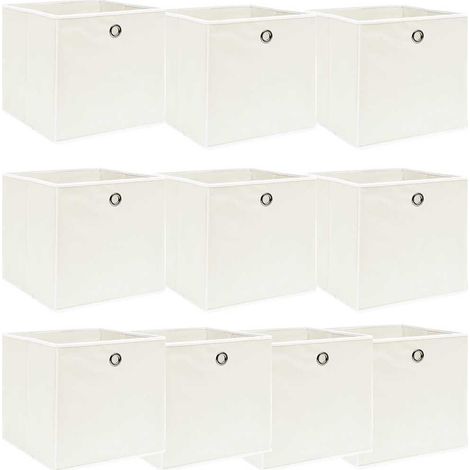Boîtes de rangement 10 pcs-Coffre de rangement-Stockage Rangement Blanc 32x32x32 cm Tissu 886671 (1/5)