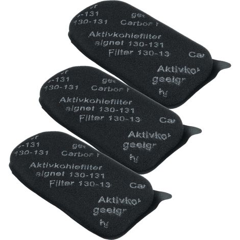 vhbw 3x filtro ai carboni attivi compatibile con Vorwerk folletto 131sc, 130, 131 aspirapolvere - Set di filtri, nero
