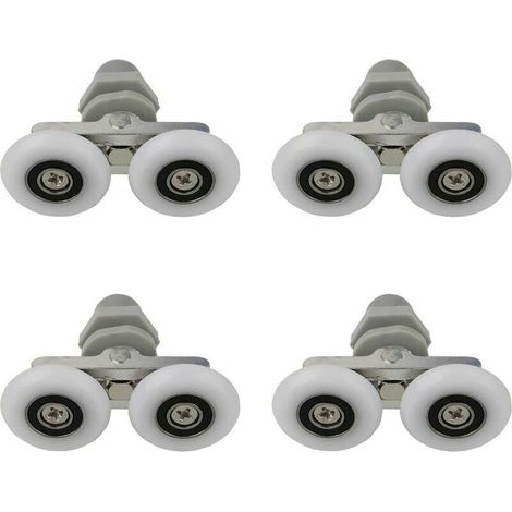 Roulettes Doubles pour Porte de Douche Roulettes pour Porte de Douche Roulettes Coulissantes Porte Salle de Bain Douche Rouleau de Douche de Rechange,Pièces de rechange pour salle de bain 23mm 4 PCS