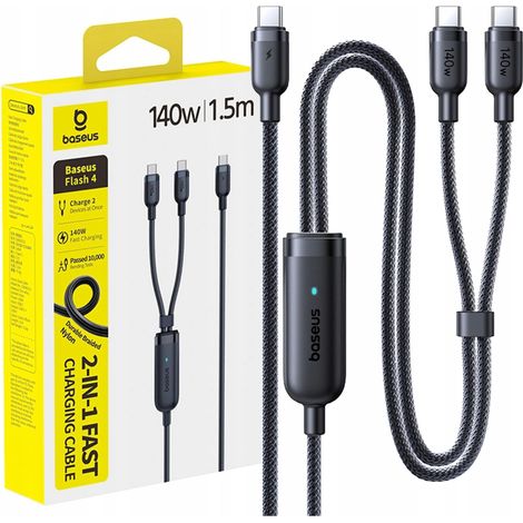 Baseus Flash 4 2in1 USB-C Kabel 140W 1,5m schwarz 1 Stück. (1/5)