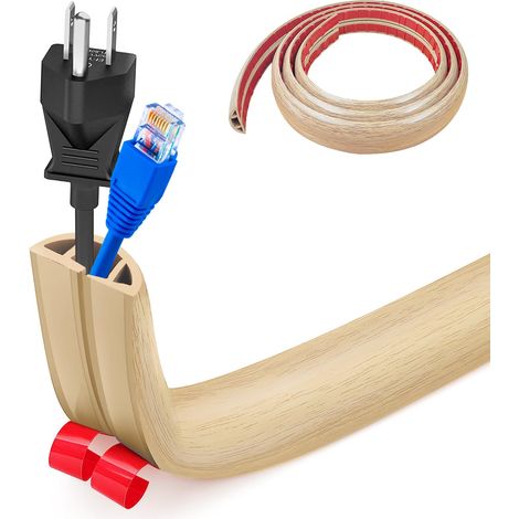 Goulotte de câble flexible petite, autocollante pour sol, pont de câble, 1 m x 3 cm de couverture de câble flexible, protection de câble, gaine de câble facile à couper, montage pour tous les câbles (1/5)