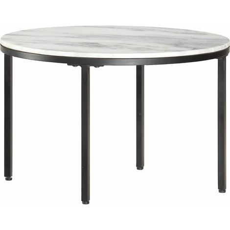 Maison Exclusive - Tavolino da Salotto Bianco e Nero Ø65 cm in Vero Marmo Solido (1/5)